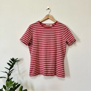 st. john's bay vintage striped short sleeve tee shirt top large